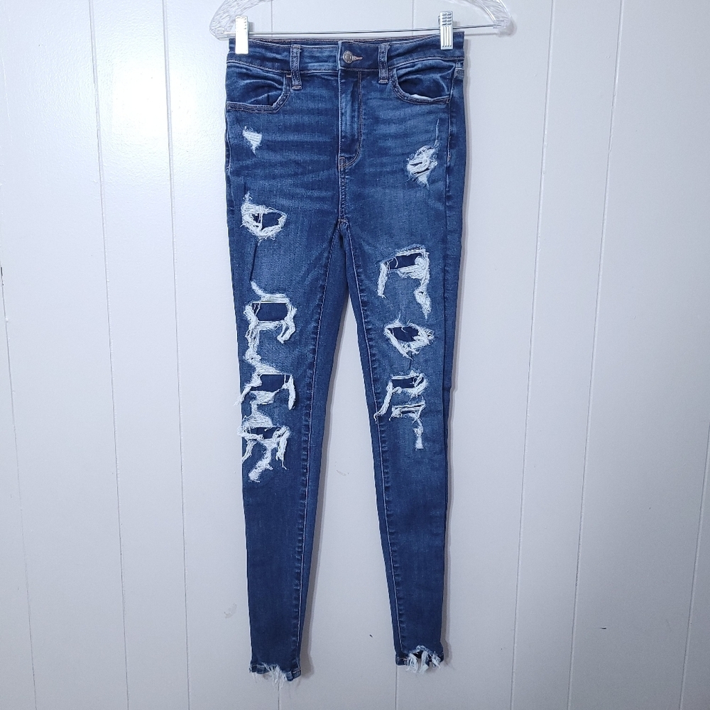 American Eagle Women's Stretch Super High Rise Jegging Jeans Size 0Regular